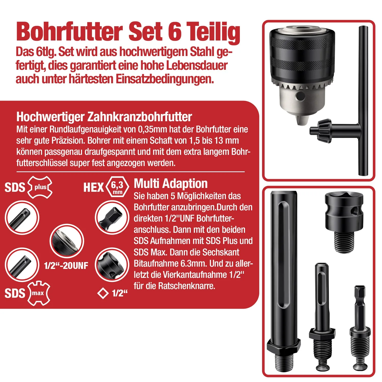Schwabenbach mandrino autoserrante 1,5-13 mm set 6 pezzi