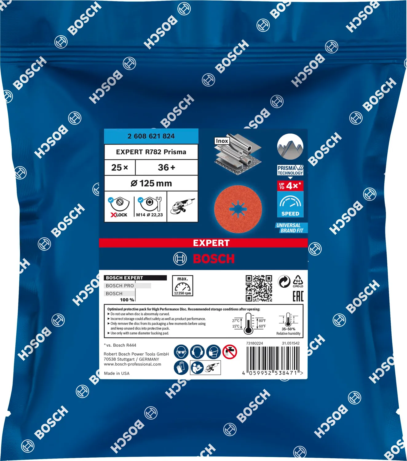 Bosch Expert R782 Prisma Disco Fibrato 125mm 25pz G36