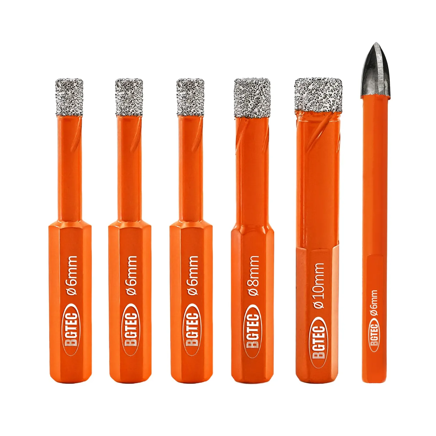 BGTEC S1 set 6 punte diamantate 6 mm a secco