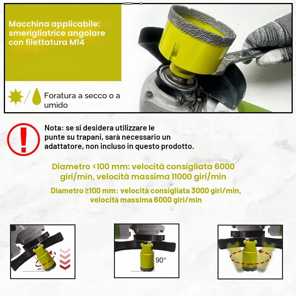 SANLEETEK Fresa Diamantata 68 mm M14 Gres Marmo