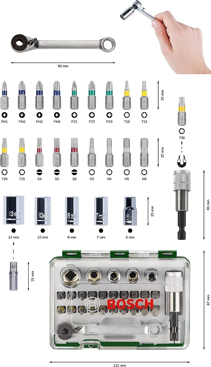 Bosch Expert 2607017160 Set Bit Avvitamento 27 Pezzi Colorati