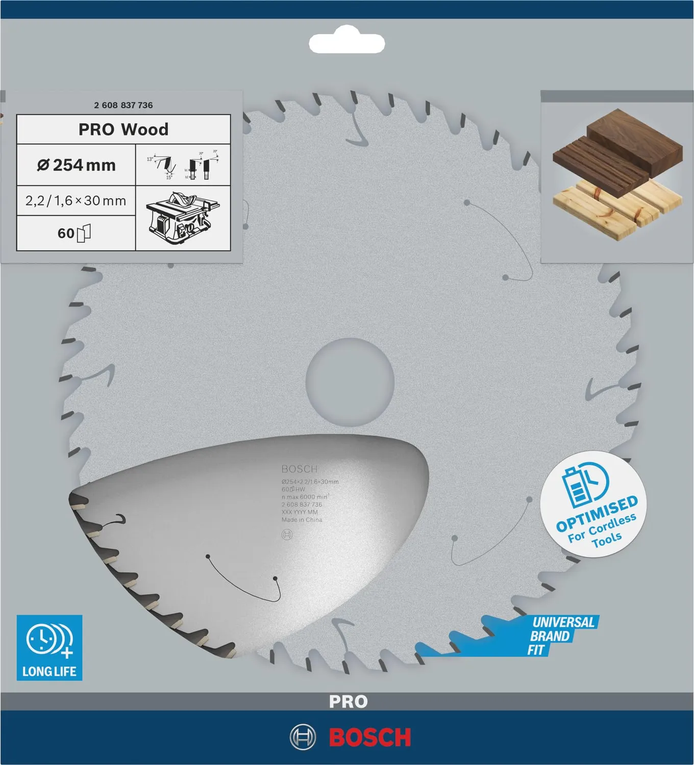 Bosch Expert Lama Circolare Legno 254 mm 60 Denti
