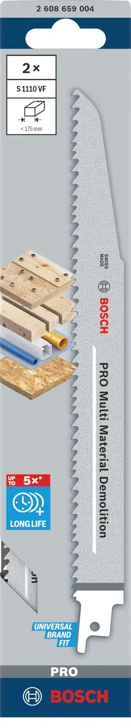 Bosch Expert S1110VF lama sciabola 225 mm legno metallo 2 pezzi