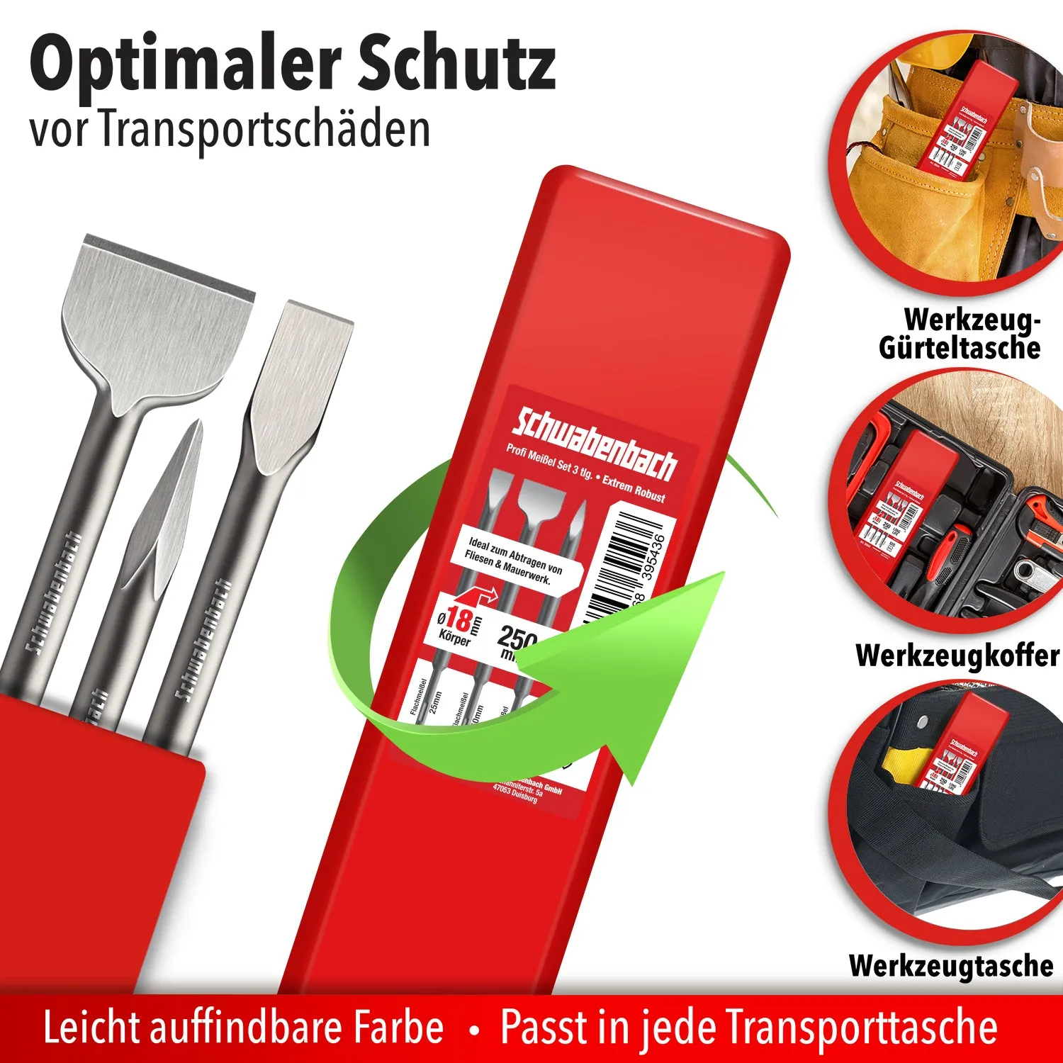 Schwabenbach SDS-Plus scalpelli 250 mm set 3 pezzi acciaio
