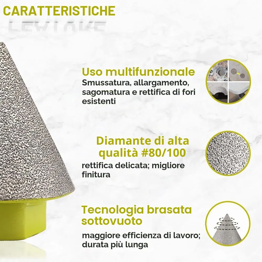 Sanleetek Punta Smusso Diamantata 35mm M14 Gres Marmo