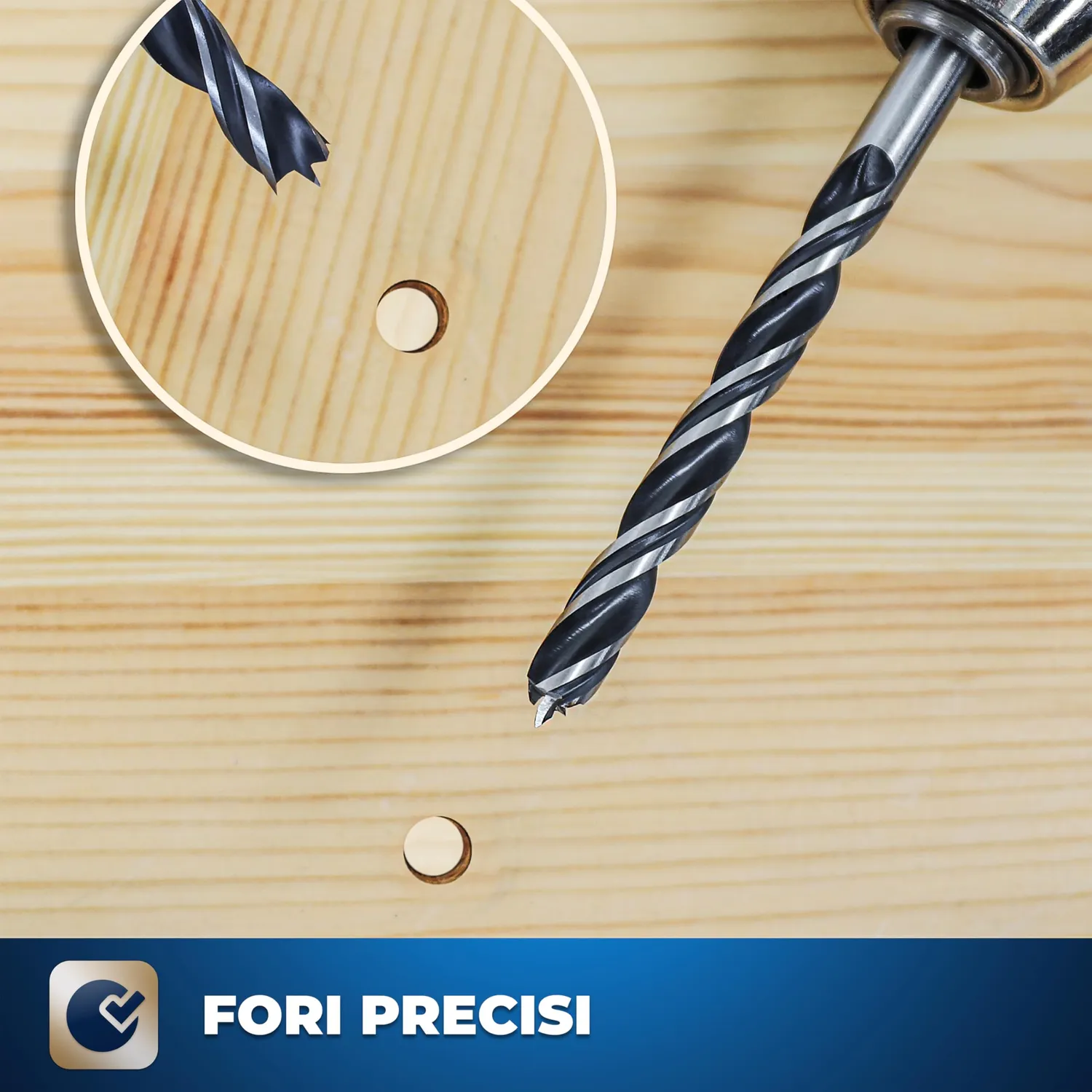 S&R Set 8 punte legno HSS 3-10 mm attacco cilindrico