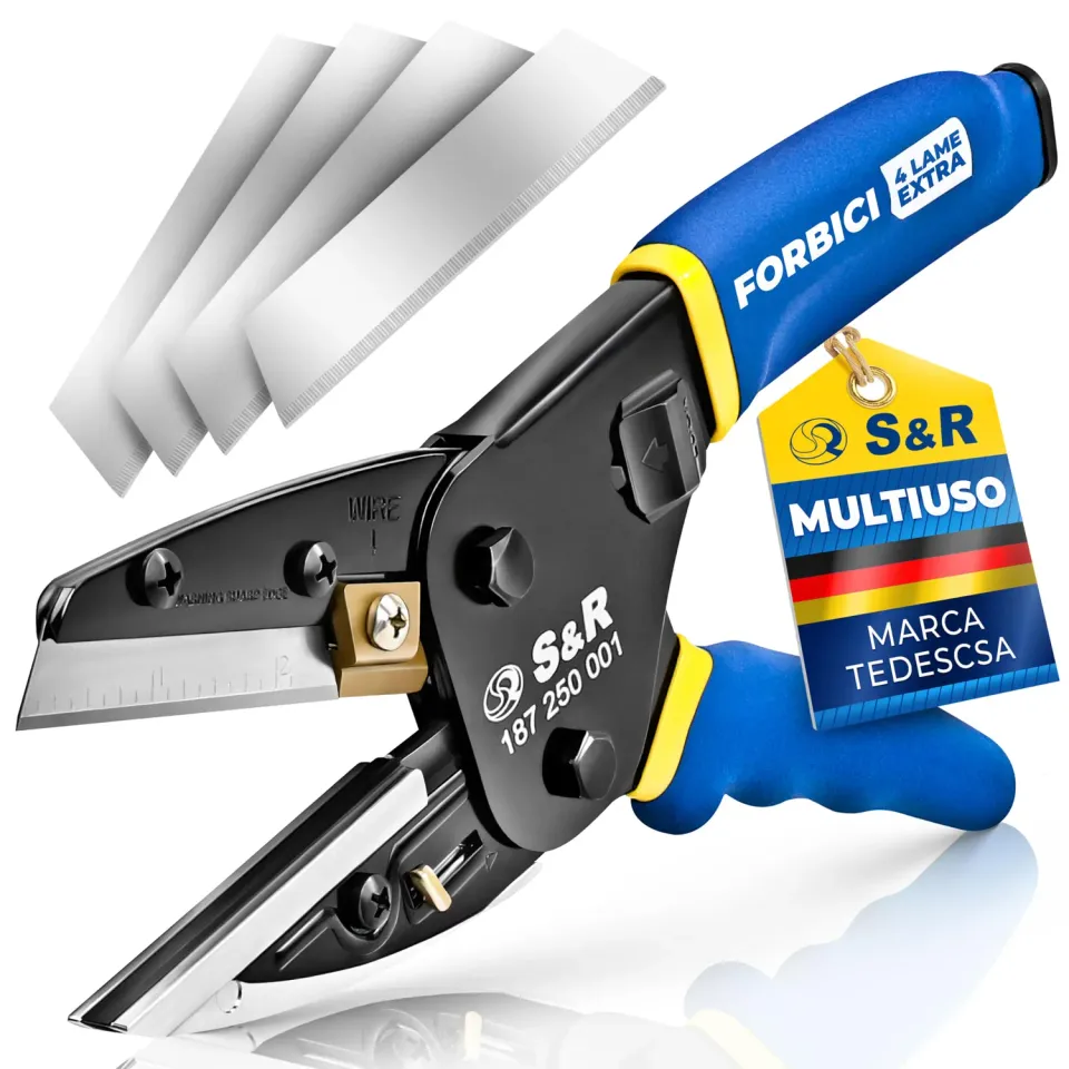 S&R forbici elettricista multiuso con 4 lame ricambio