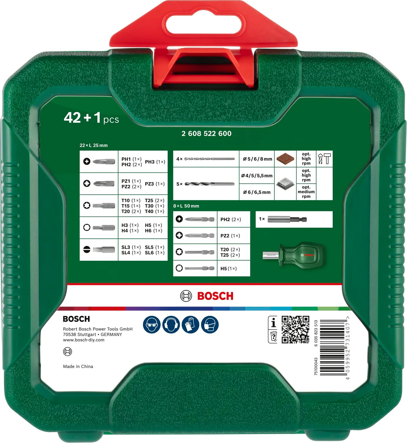 Bosch Set Punte e Inserti 43 Pezzi Valigetta Compatta