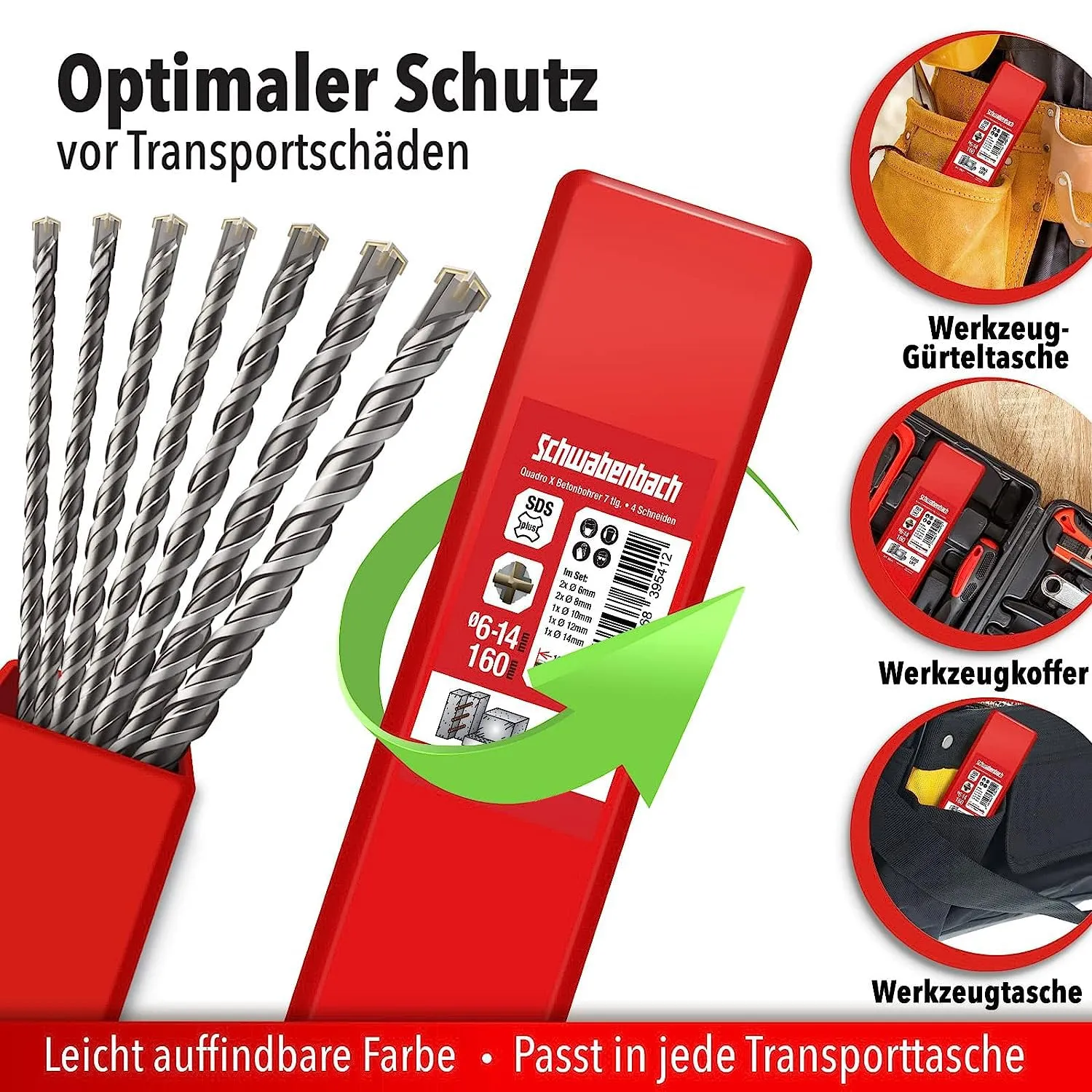 Schwabenbach SDS-Plus 6-14x160 mm set 7 punte calcestruzzo
