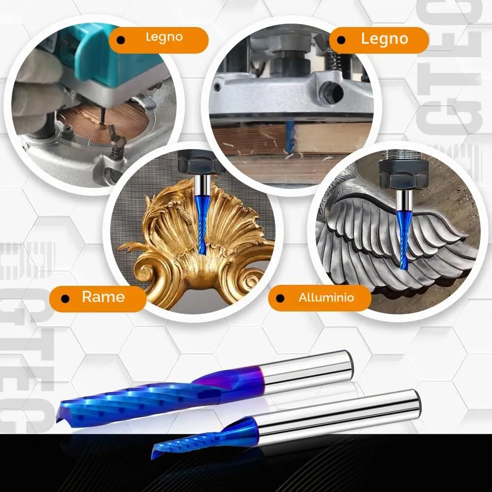 BGTEC fresa CNC elicoidale 3 mm per legno e alluminio