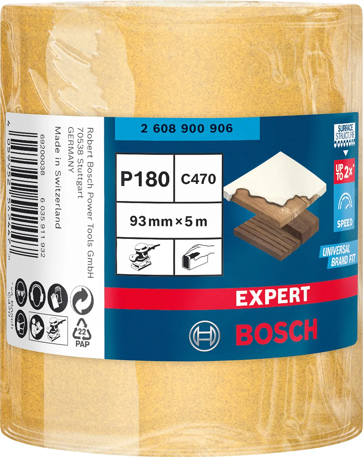 Bosch Expert C470 carta abrasiva rotolo G180 93mm 5m