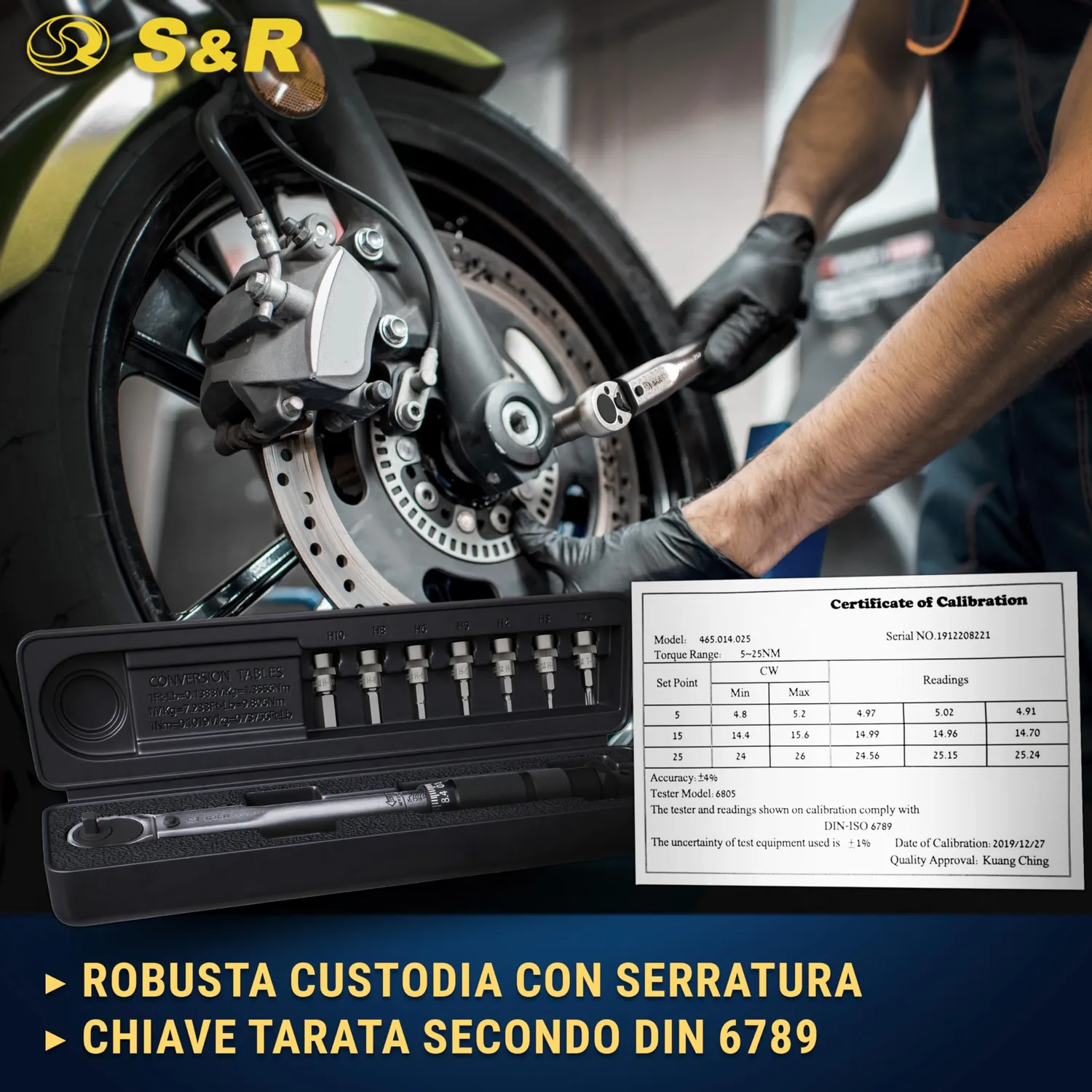 S&R Chiave dinamometrica 1/4 5-25Nm bici 7 inserti
