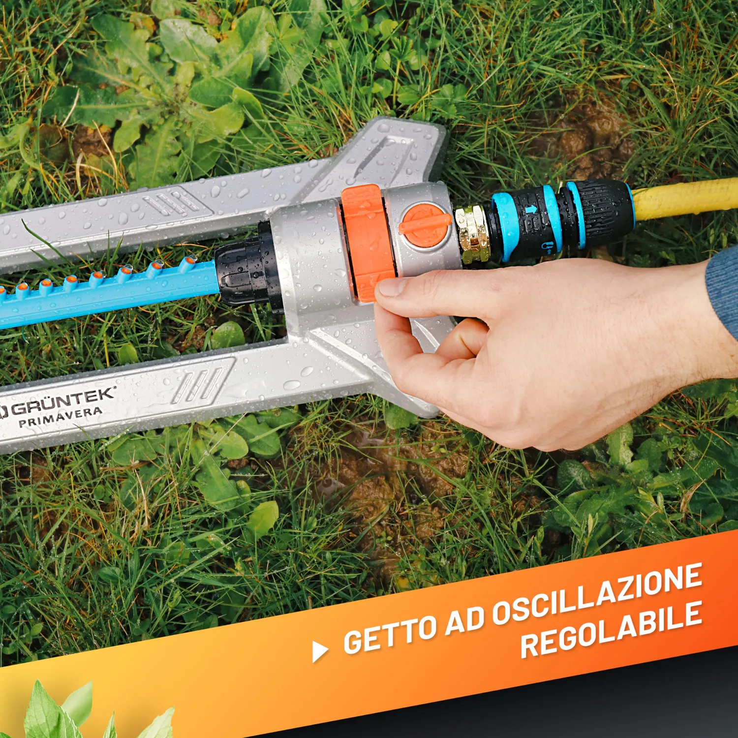 Grüntek irrigatore oscillante giardino metallo grigio 352 mq