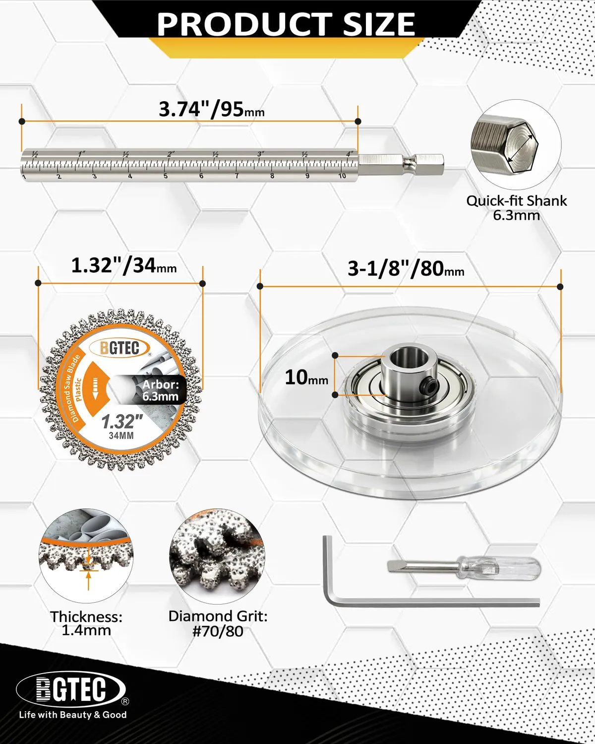 BGTEC taglierino tubi interni PVC diamantato 95 mm