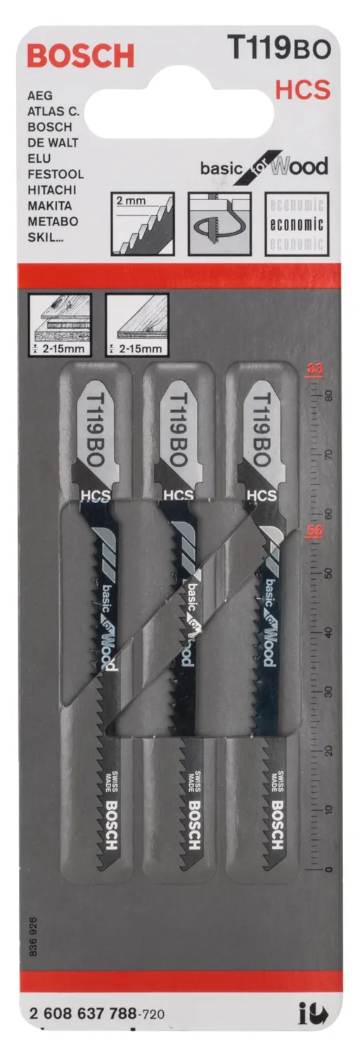 Bosch T 119 BO Basic lame seghetto legno 3 pz taglio curvo