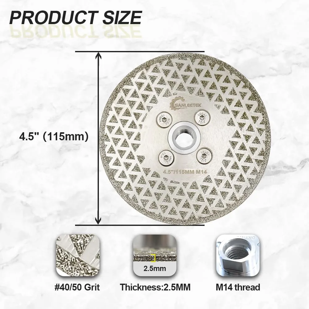 SANLEETEK Disco Diamantato 115 mm M14 Doppio Lato per gres marmo