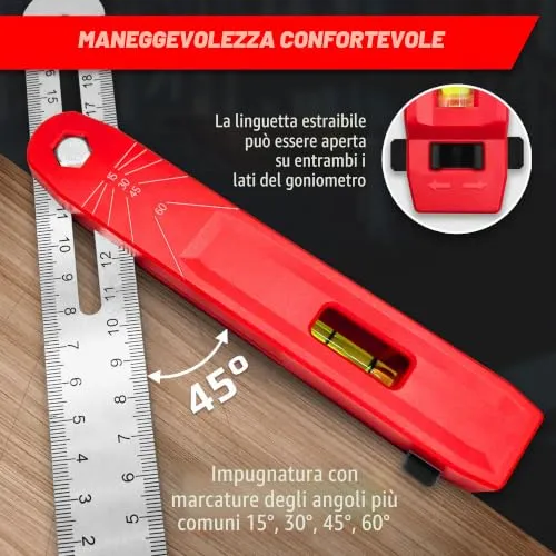 Graff falsa squadra 180 mm acciaio con livella e truschino