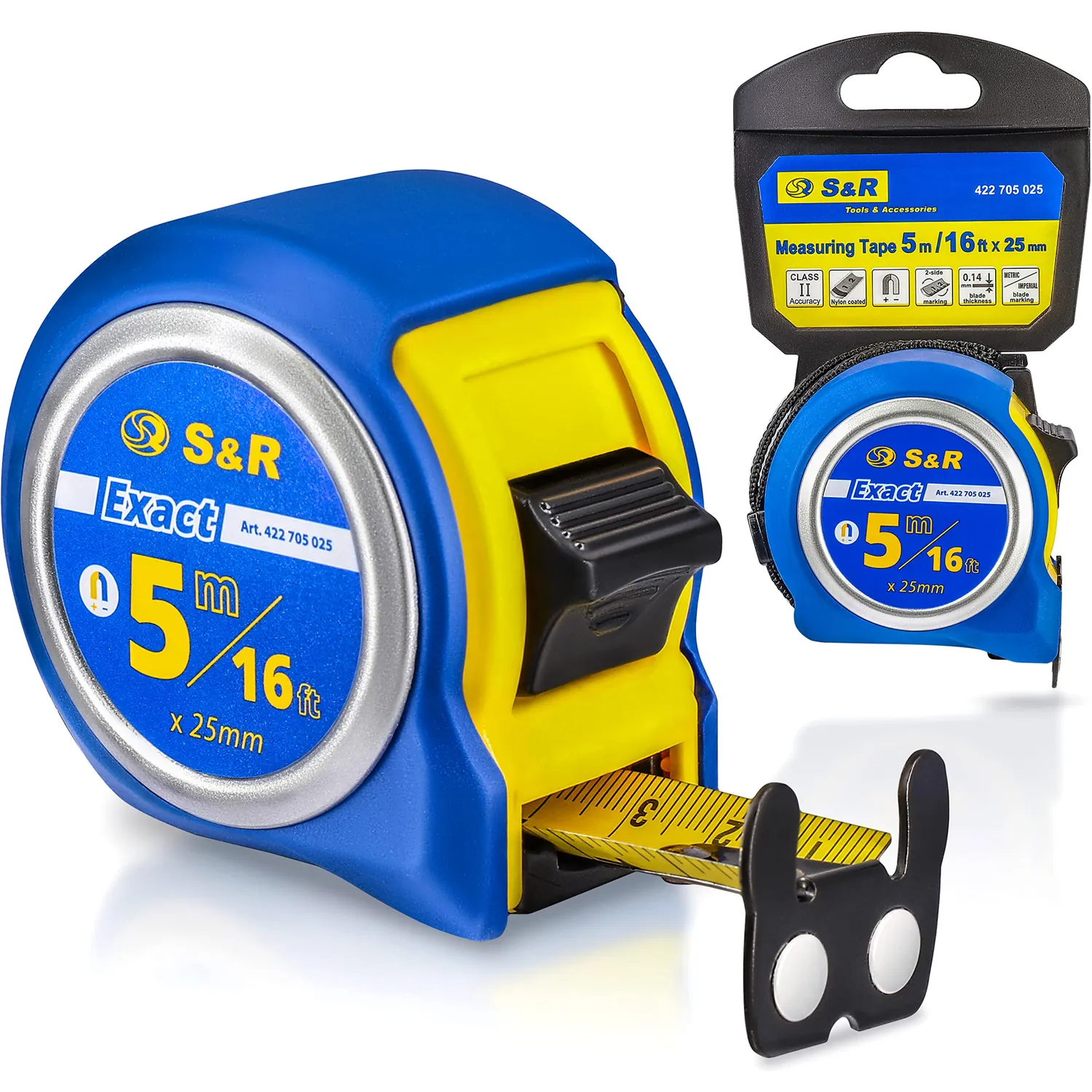 S&R metro a nastro 5 m magnetico mm/pollici autobloccante