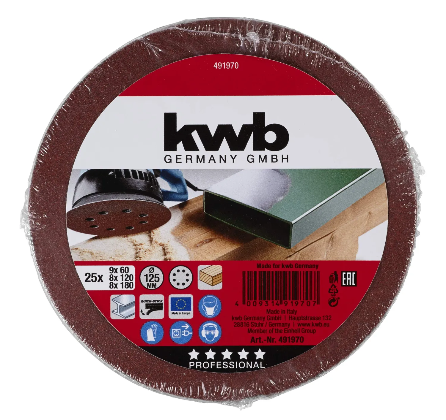 KWB 4919-70 dischi abrasivi 125 mm perforati per legno e metallo