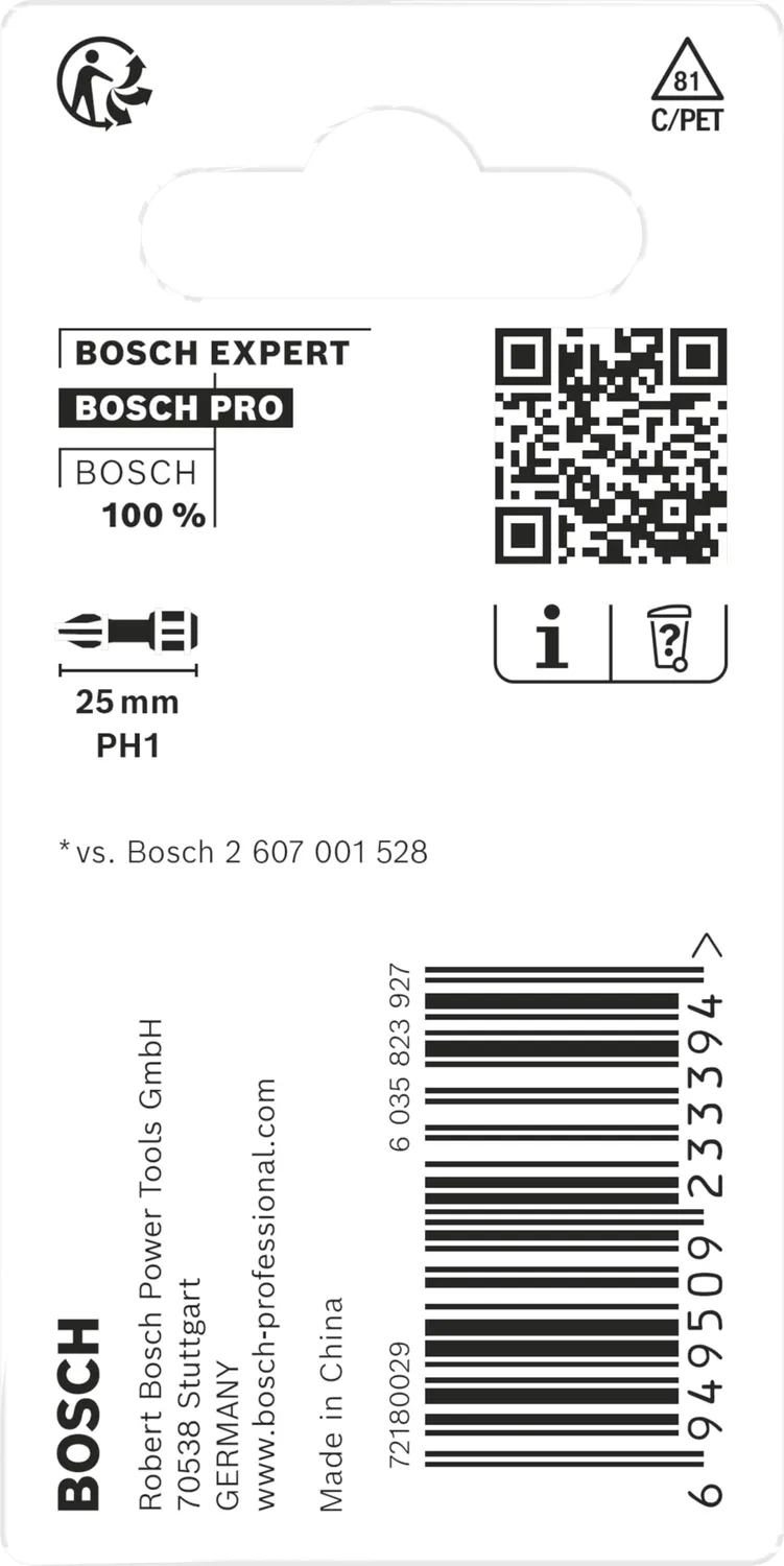 Bosch Expert PRO Impact bit PH1 25mm 2 pezzi