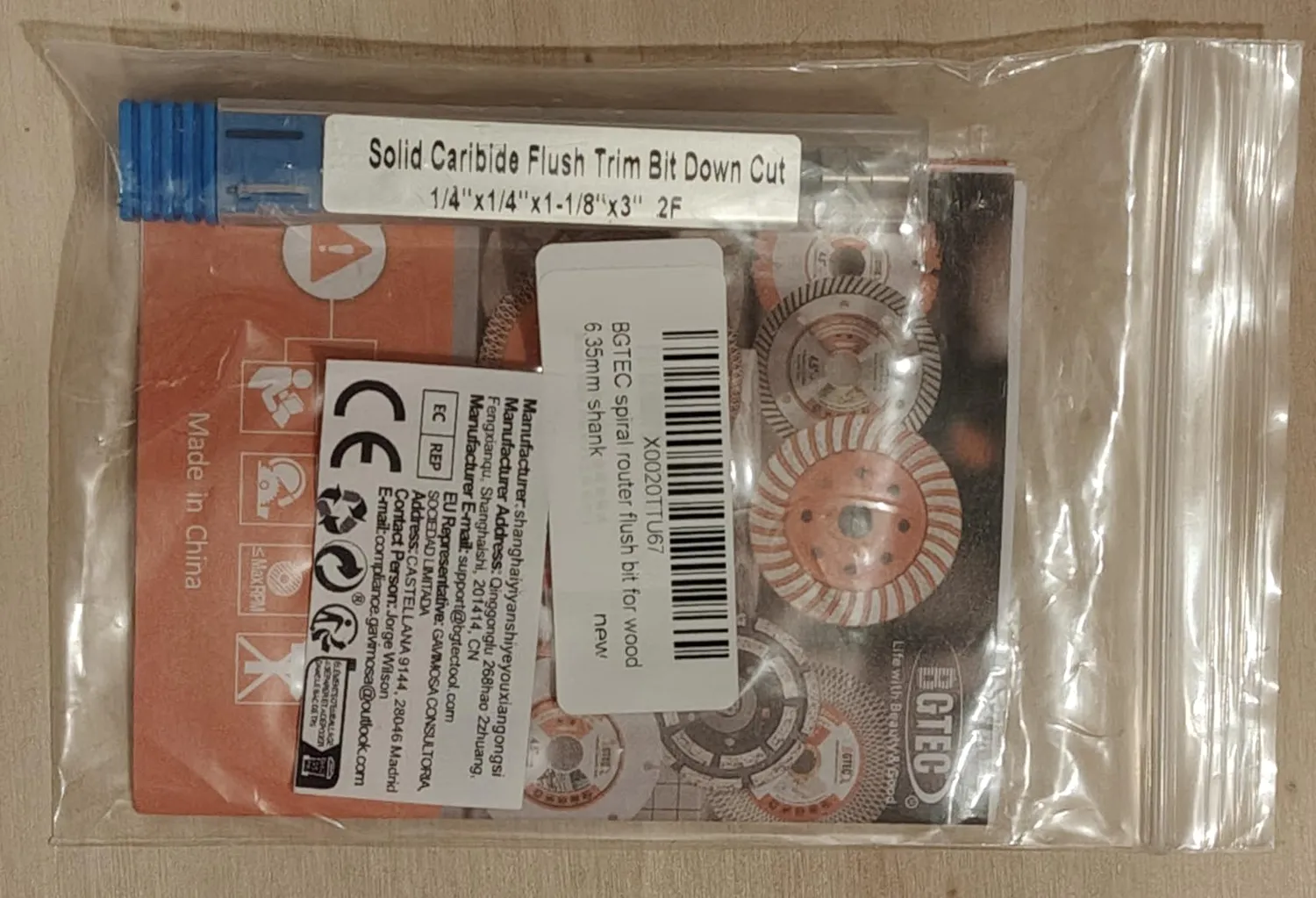 BGTEC fresa a spirale compressione 6 mm metallo duro
