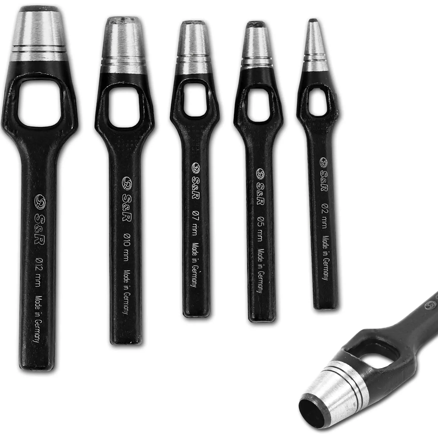 S&R punzoni cuoio fustelle 9 pz 2-10 mm rossi