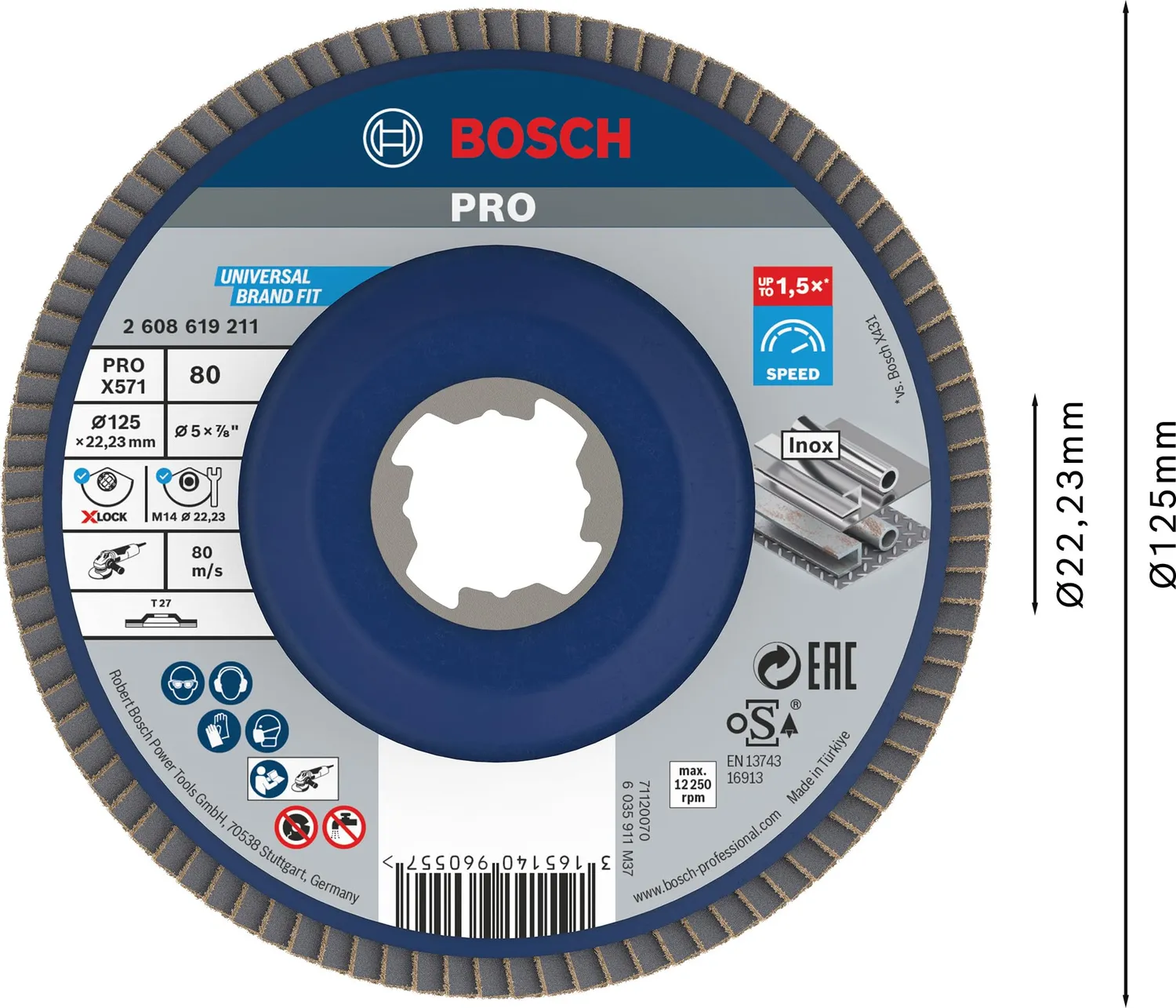 Bosch Expert disco lamellare PRO X571 X-Lock 125 K80