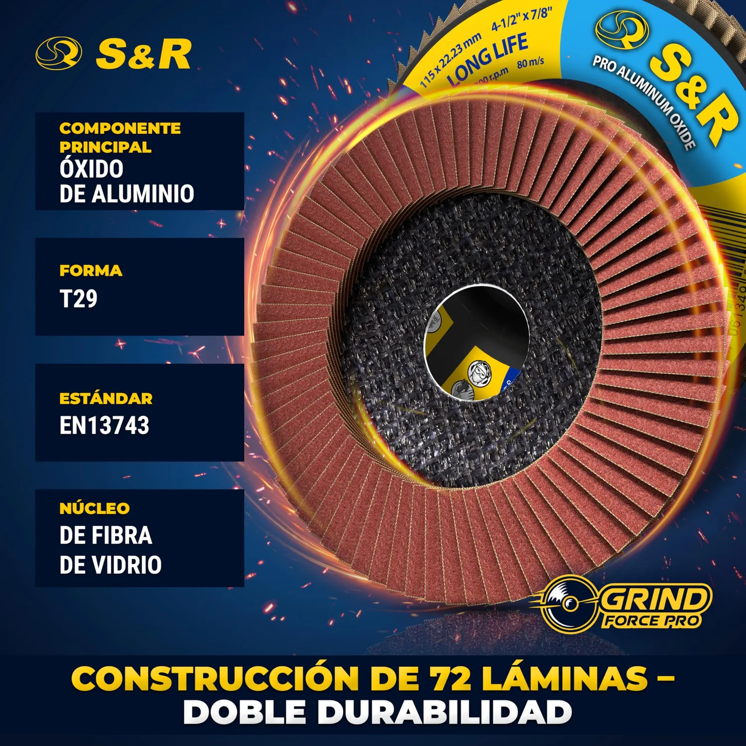 S&R Dischi Lamellari 115 mm 20 Pz Grana 40-120 Ossido