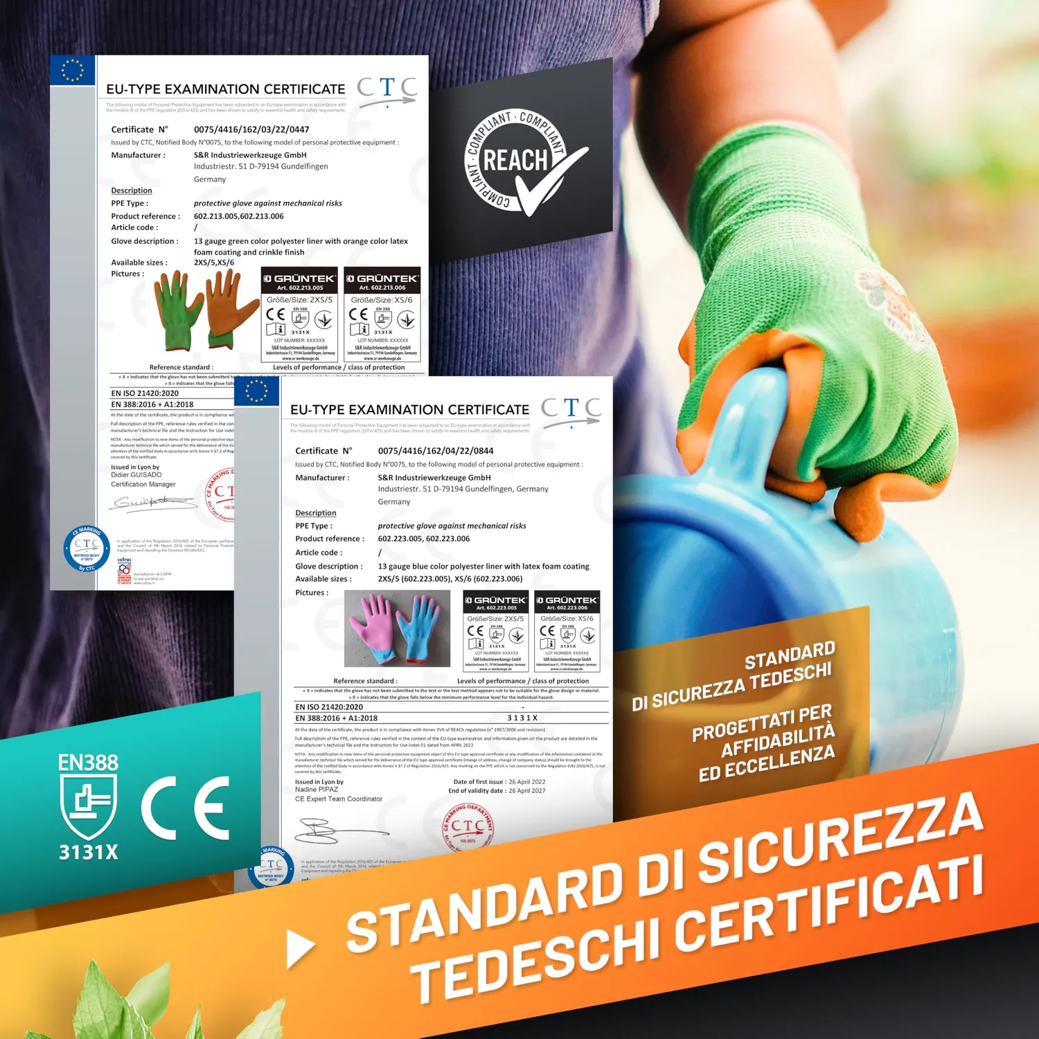 Grüntek Guanti Bambini Taglia 3 Lattice 4 Paia