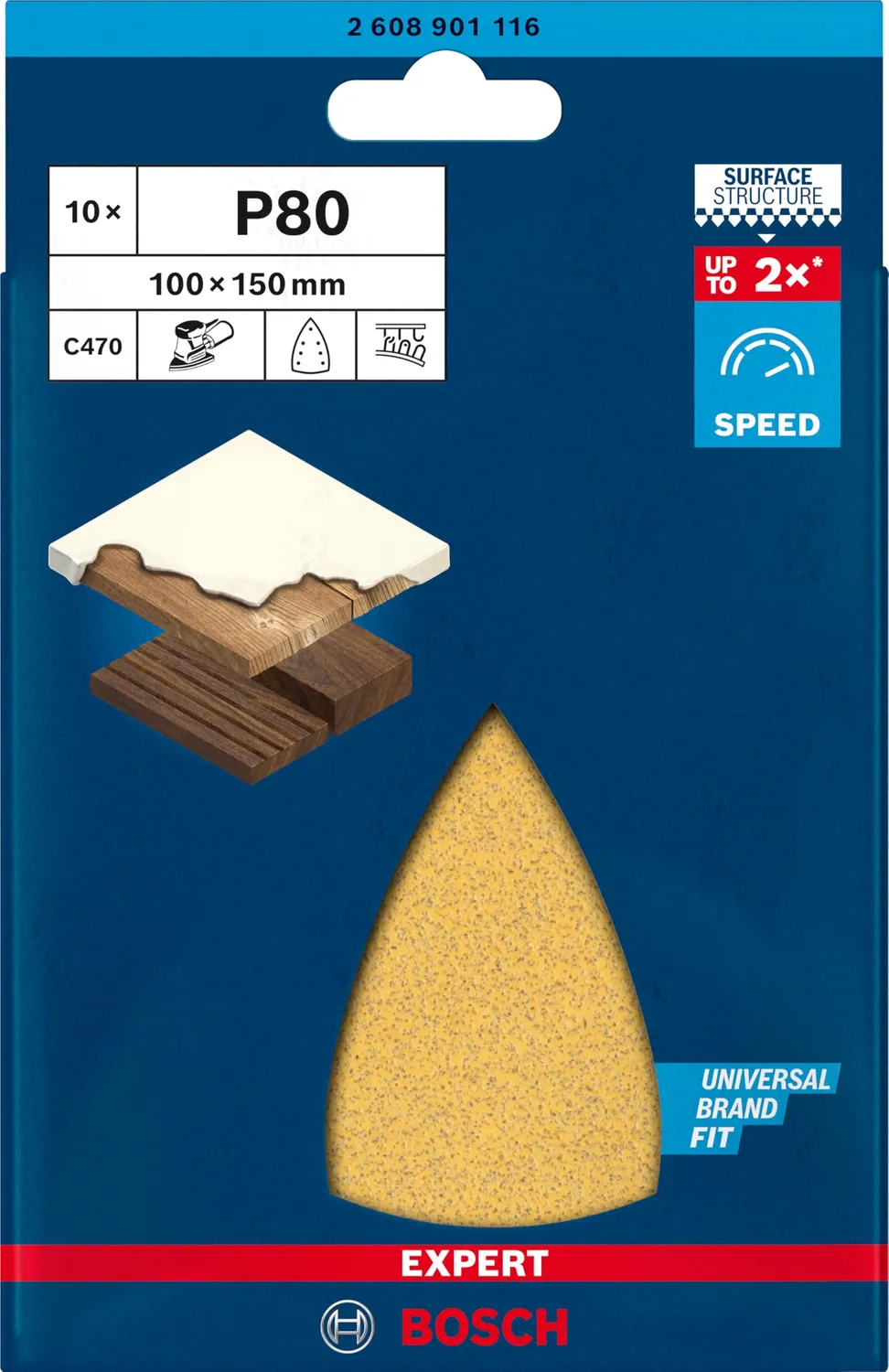 Bosch Expert C470 carta abrasiva 100x150 mm grana 80 10 pezzi