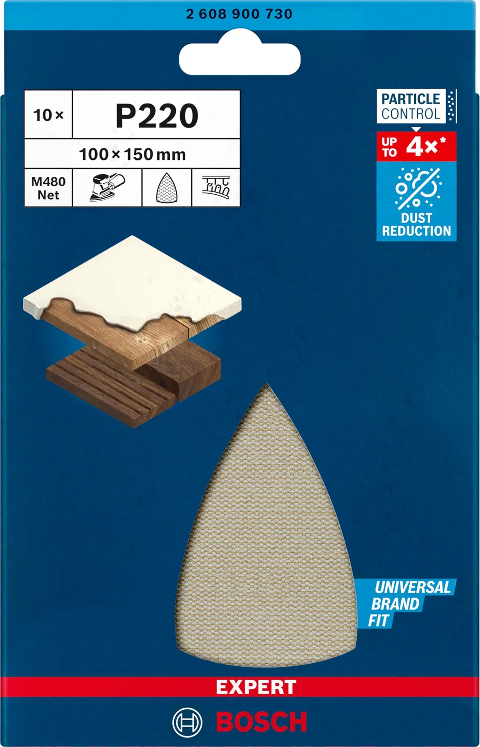 Bosch Expert M480 abrasivo rete 100x150mm G220 10 pezzi