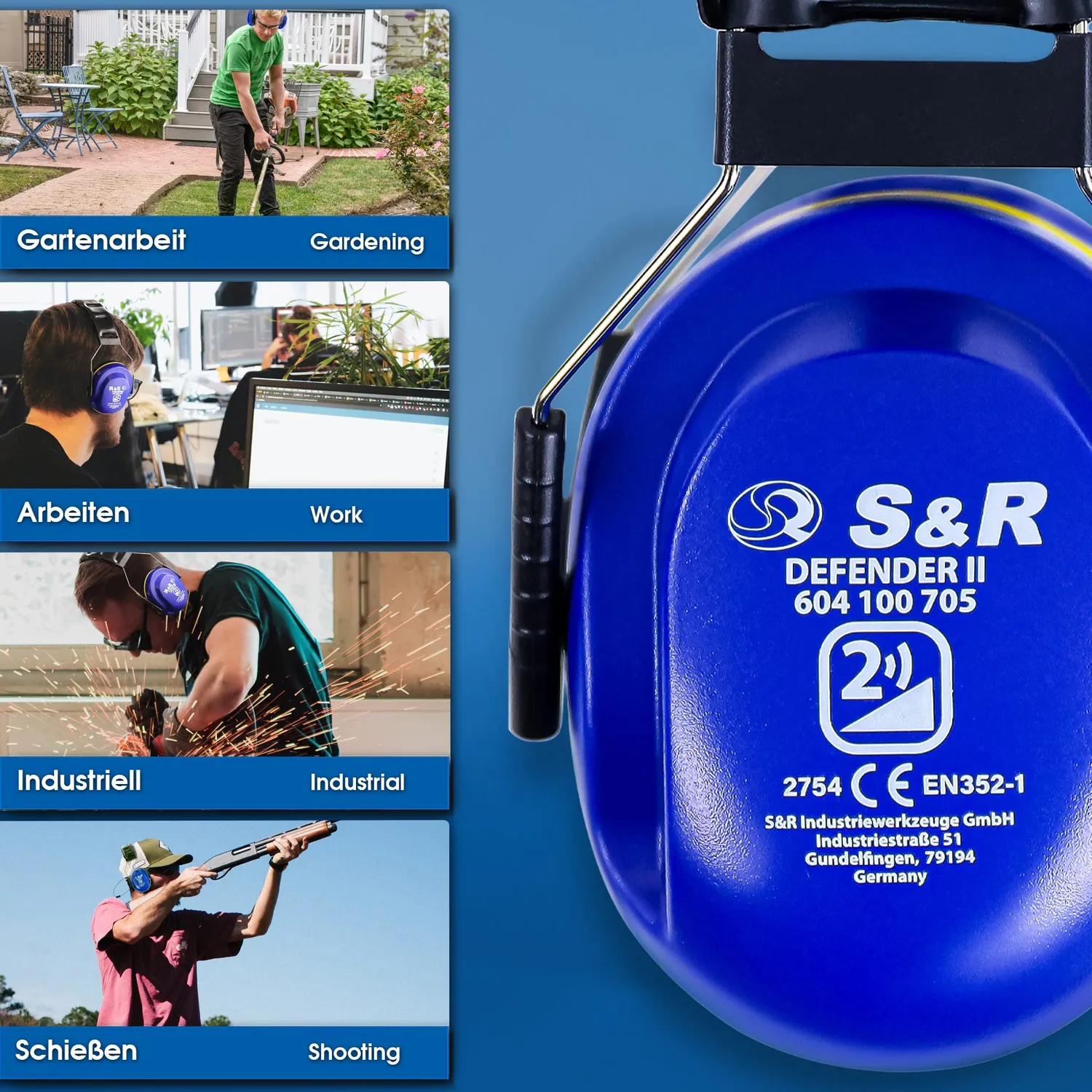 S&R Defender Cuffie Antirumore SNR 29,8 dB alta attenuazione