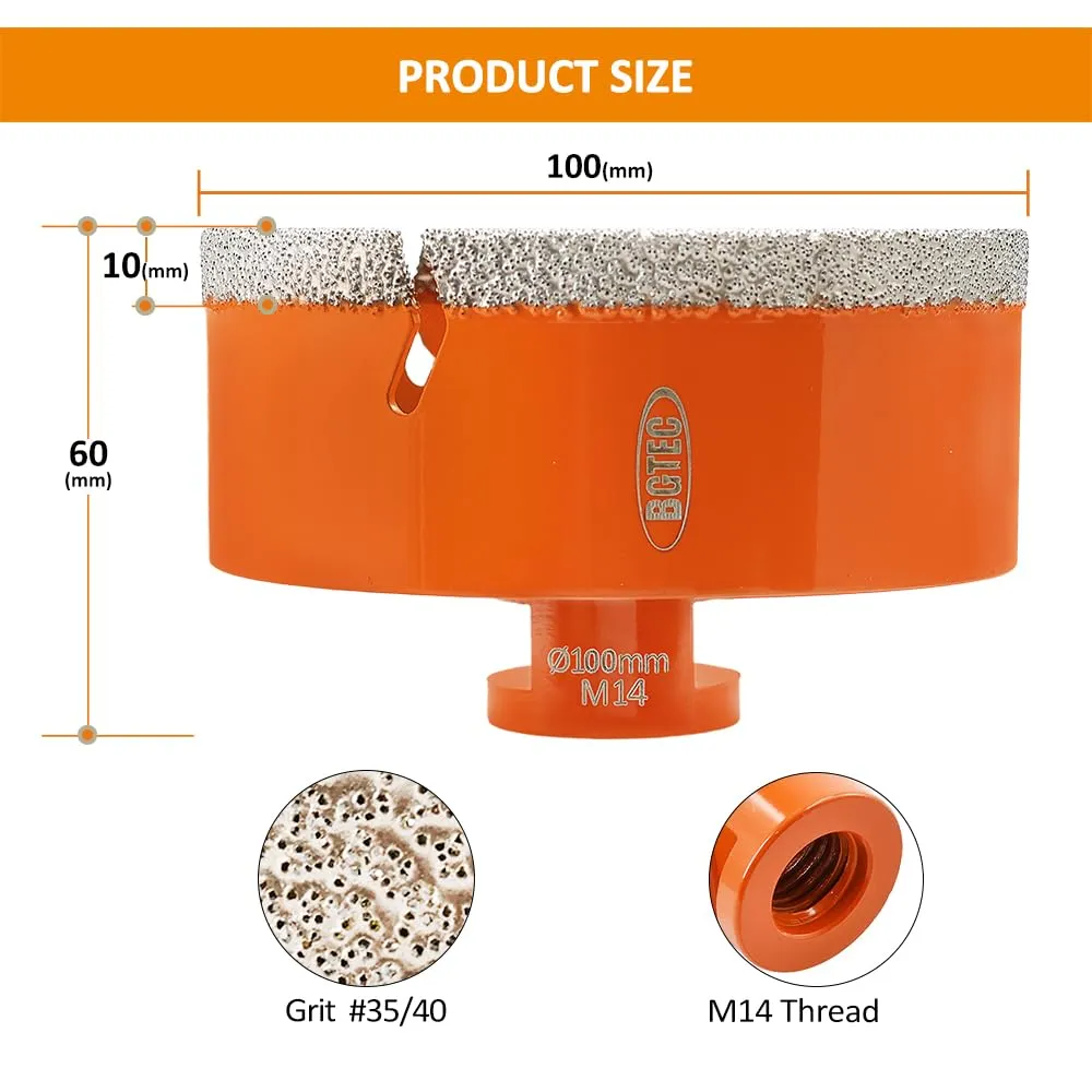 BGTEC M14 100 mm fresa a tazza diamantata per gres