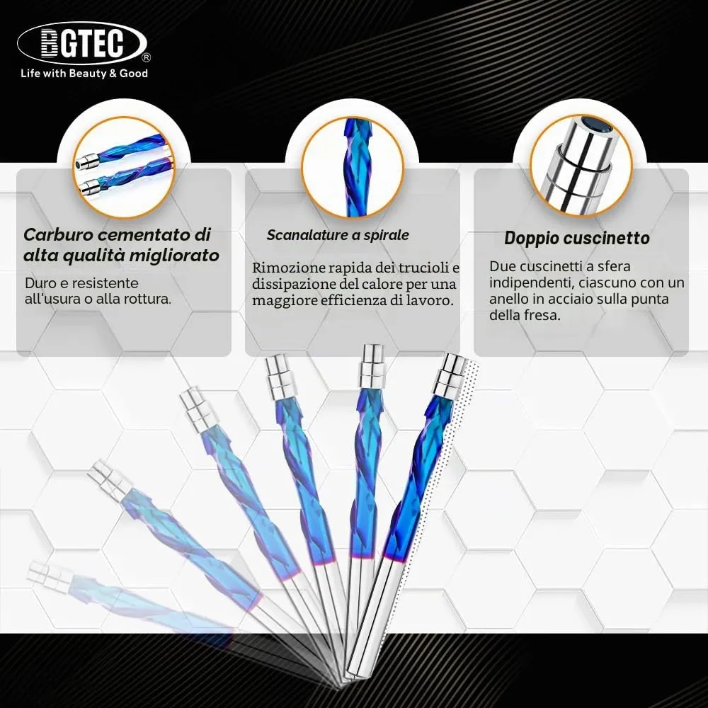 BGTEC fresa a spirale compressione 6 mm metallo duro