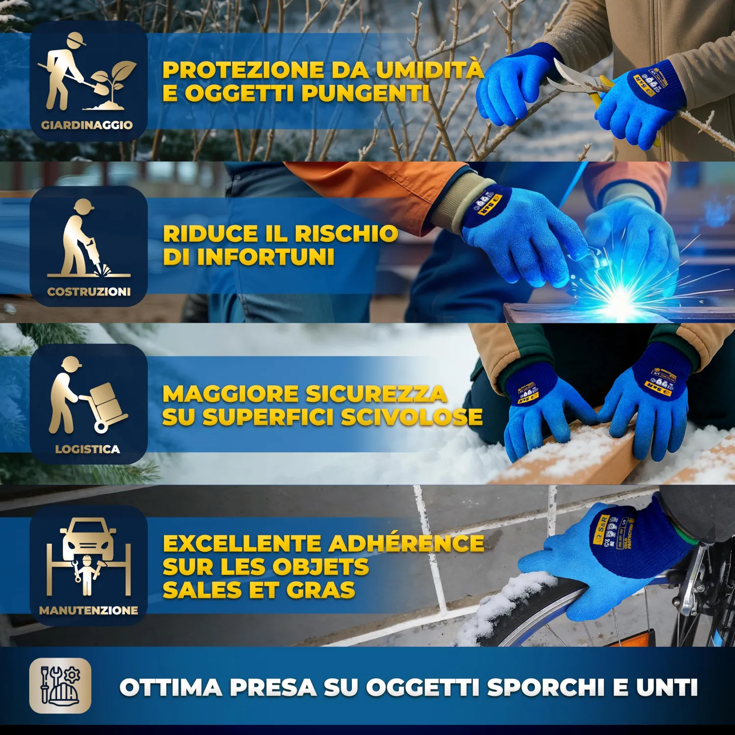 S&R guanti da lavoro invernali termici L/9 2 paia