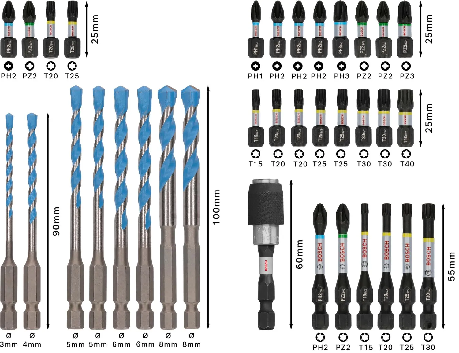 Bosch PRO Impact set misto bit e punte 35 pz multiuso