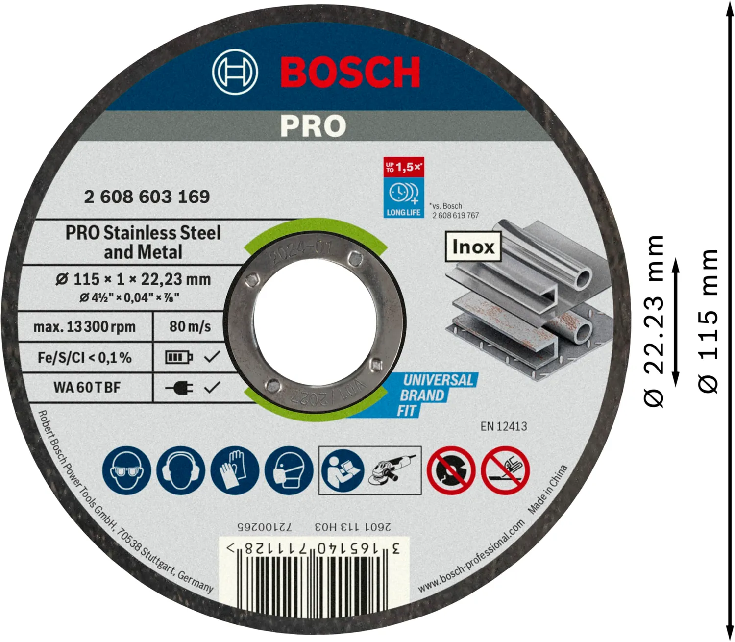 Bosch Expert Pro dischi taglio inox 115 mm 100 pezzi