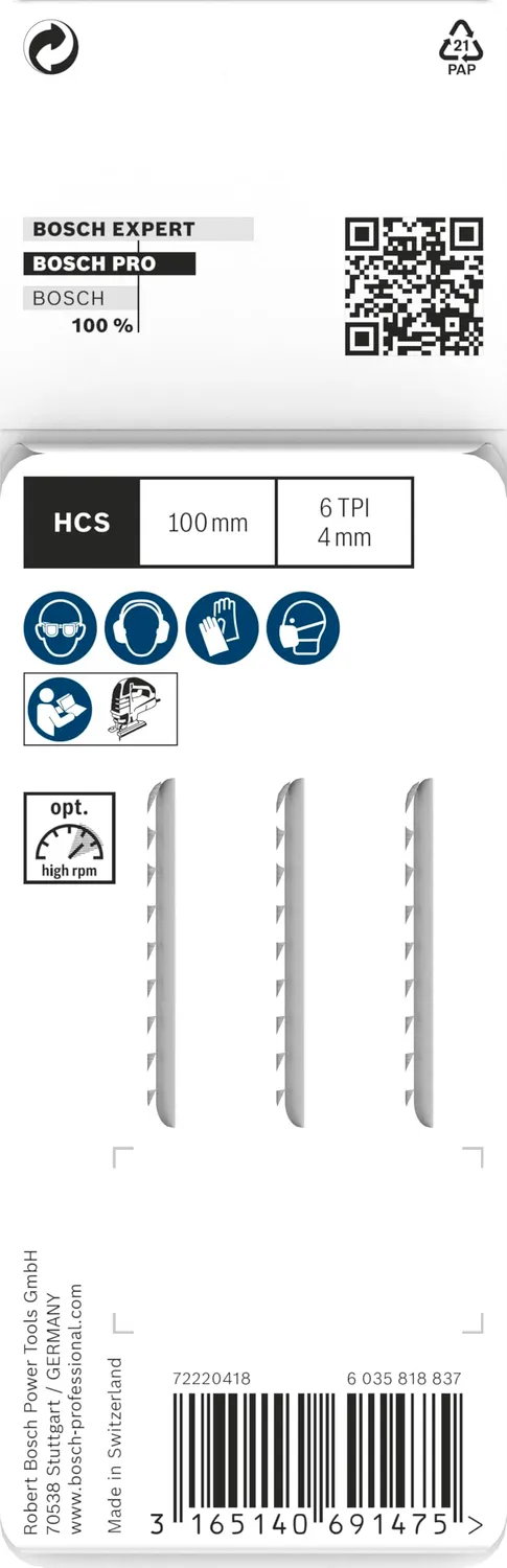 Bosch Expert Lama T102D Seghetto Alternativo 3 Pezzi Plastica