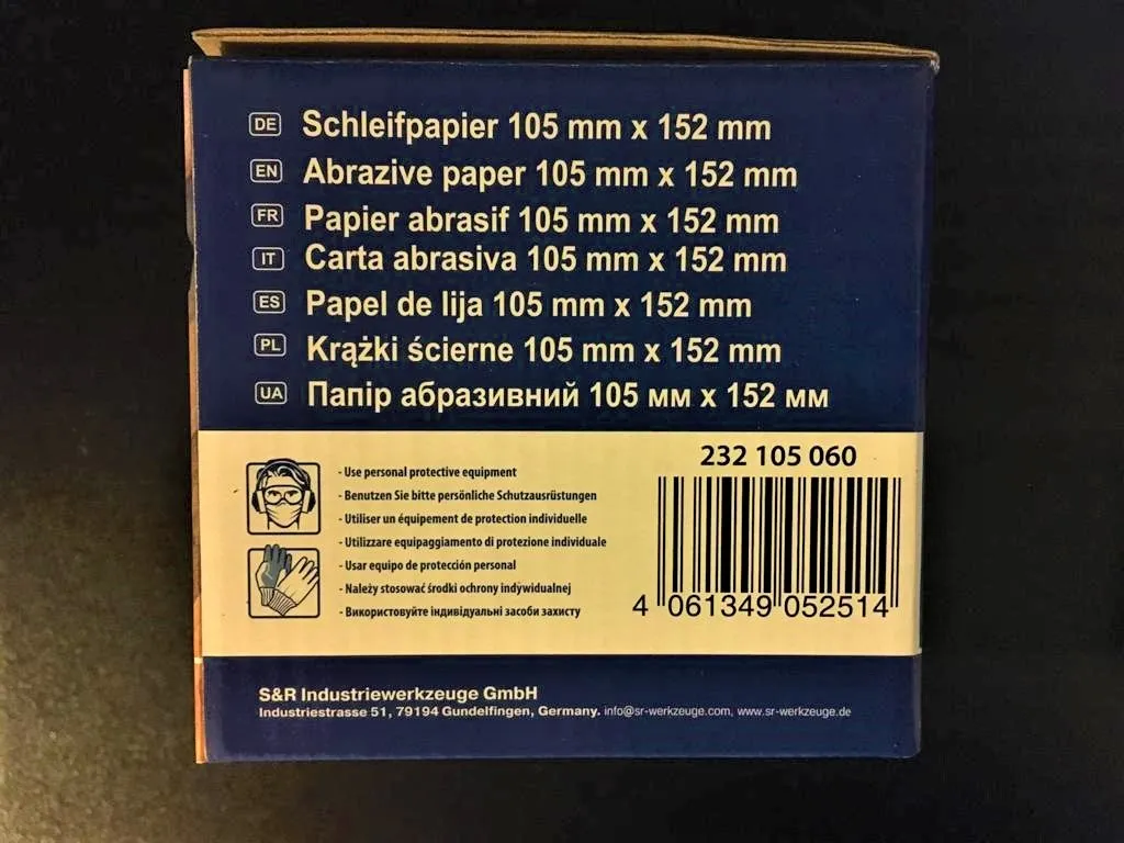 S&R Carta Vetrata Triangolare 152x105 60 Fogli P40-P240