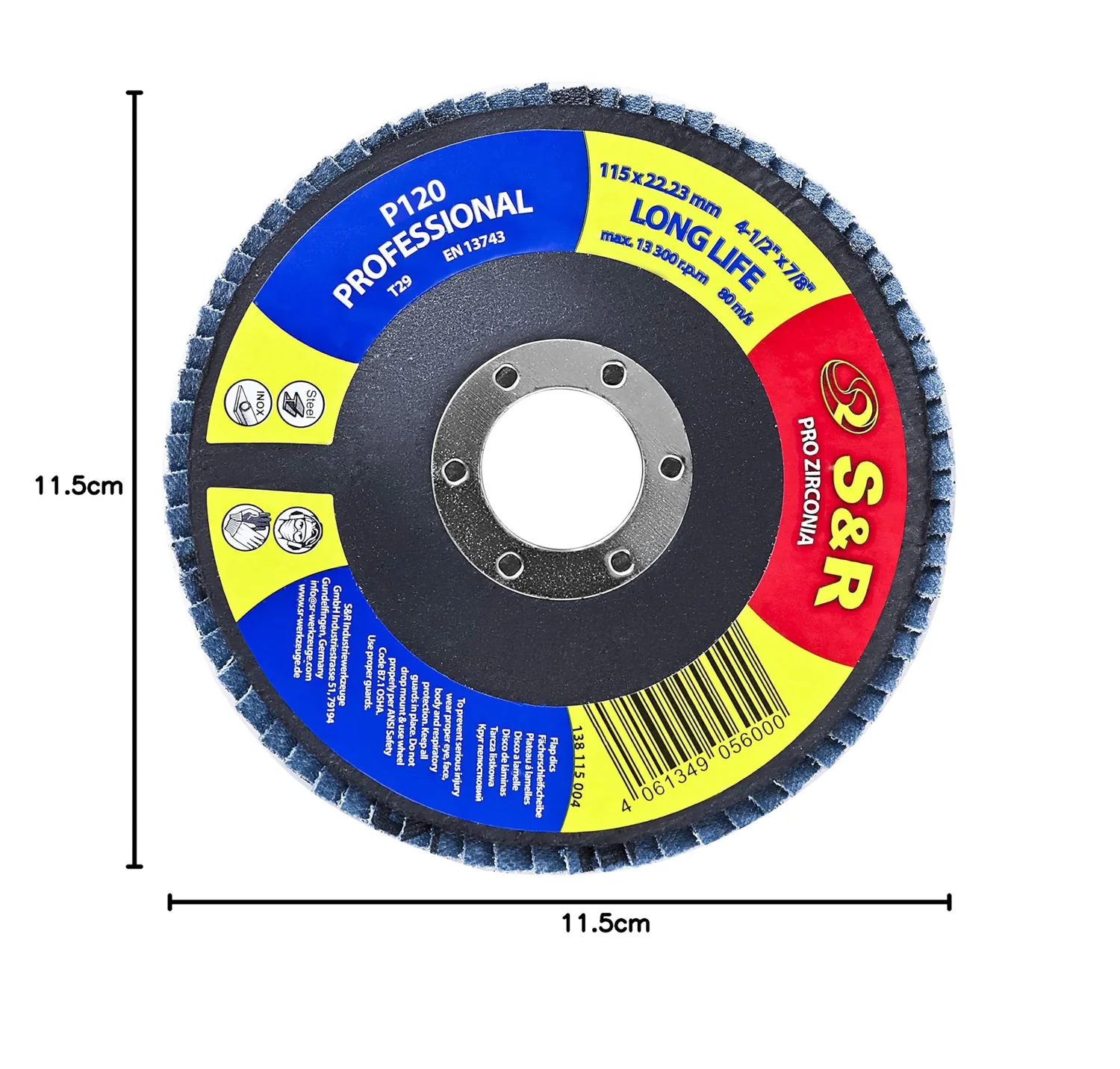 S&R dischi lamellari 115mm grana 120 zirconio 10 pz