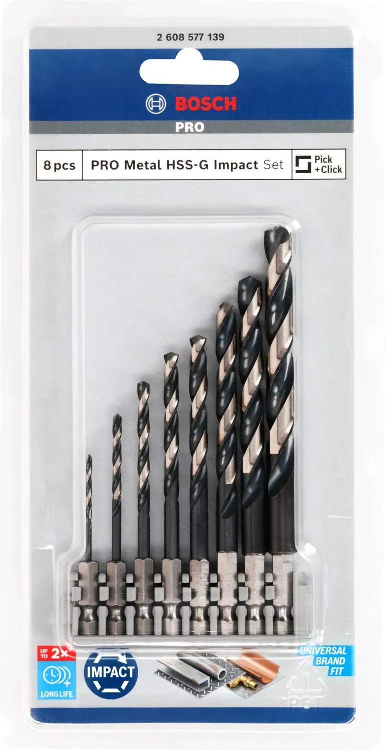Bosch Expert PRO Metal set punte metallo 8 pz HSS-G Impact