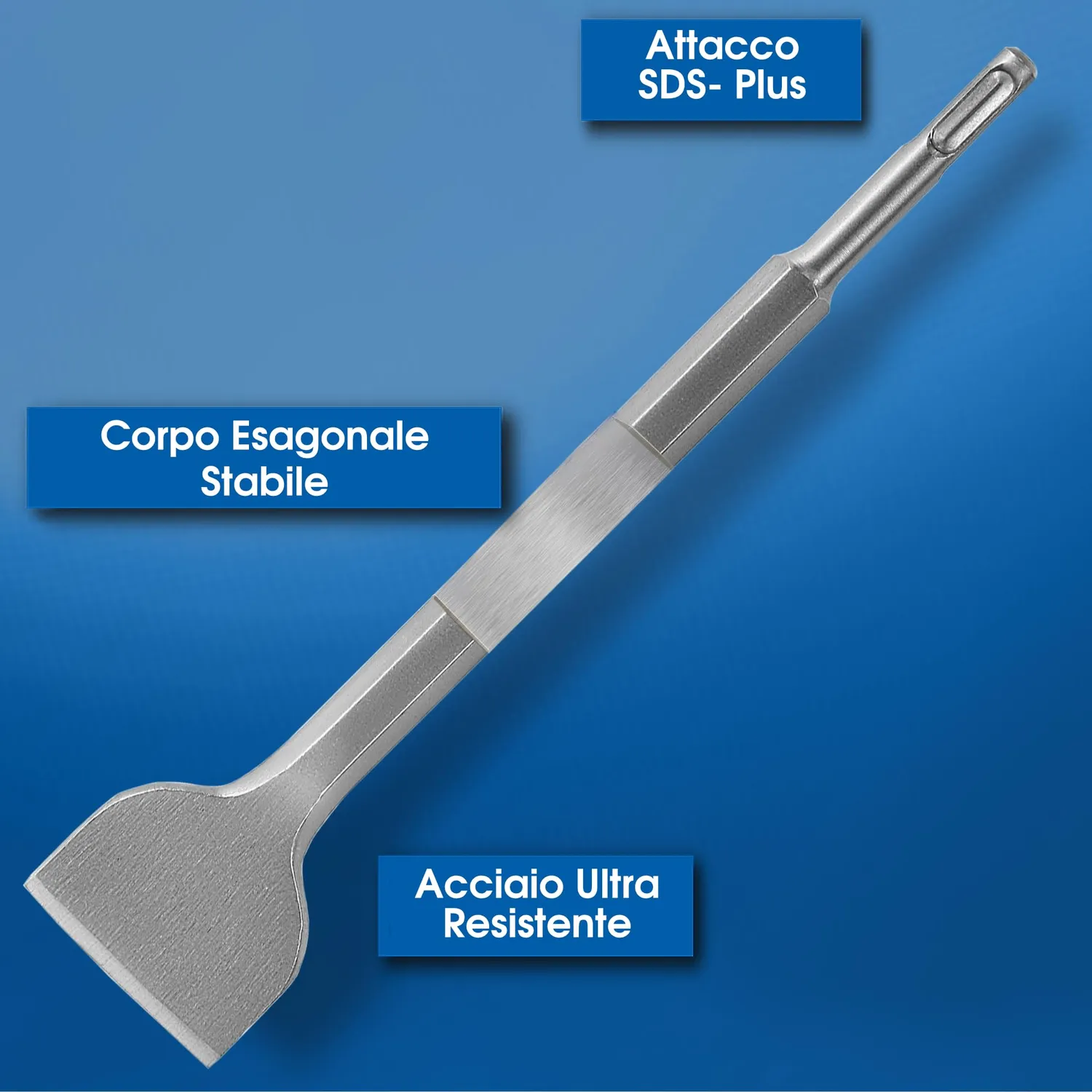 S&R Set 4 Scalpelli SDS-Plus Punta Piatto Piastrelle