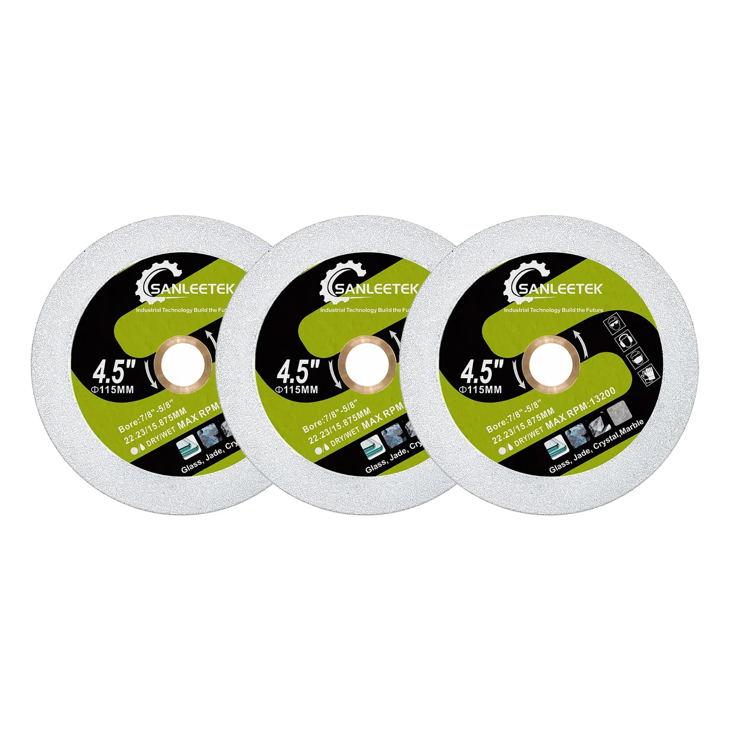 Sanleetek disco diamantato vetro 125 mm 3 pezzi sottile