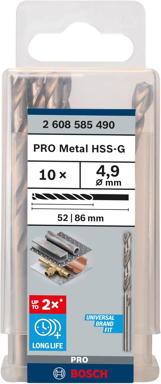 Bosch Expert PRO Metal HSS-G punte metallo 4,9 mm 10 pezzi acciaio