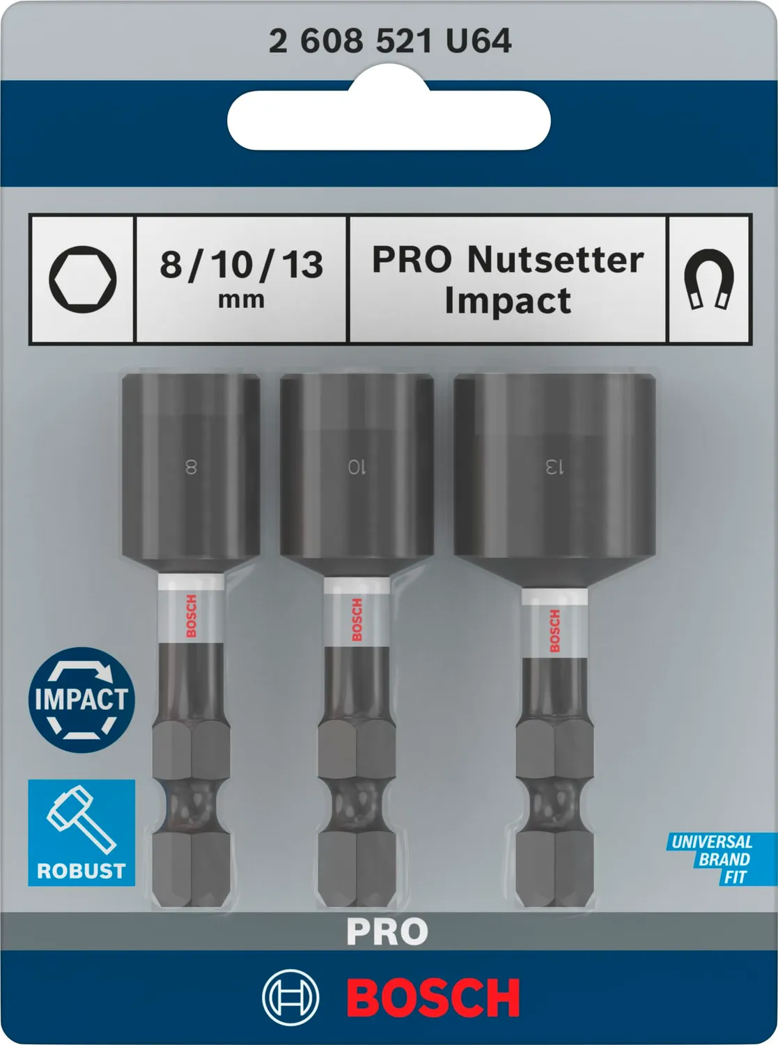 Bosch Expert PRO Impact bussola 8-10-13 mm 3 pezzi