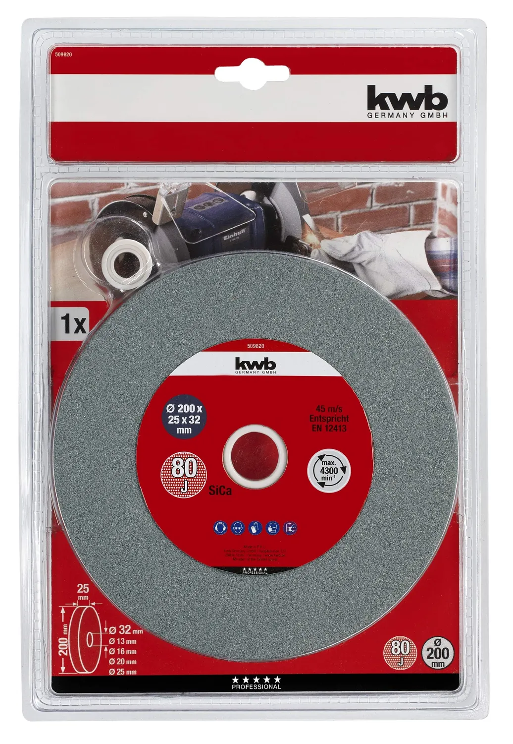 KWB 5098-20 Pietra affilatrice 200x25 mm grana fine