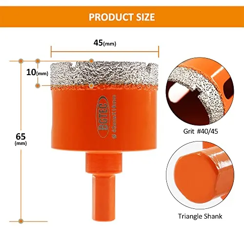 BGTEC Fresa a tazza diamantata 45 mm 2 pz a secco