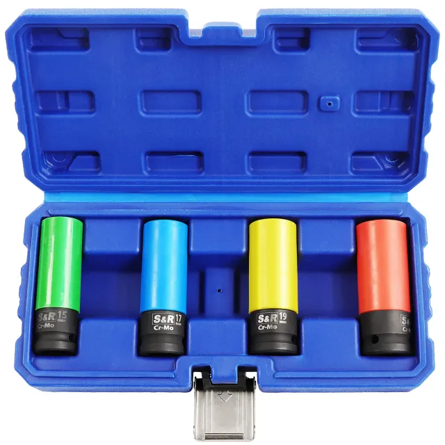 S&R Set 4 Bussole Cerchi Lega 1/2" 15-21mm Cr-Mo
