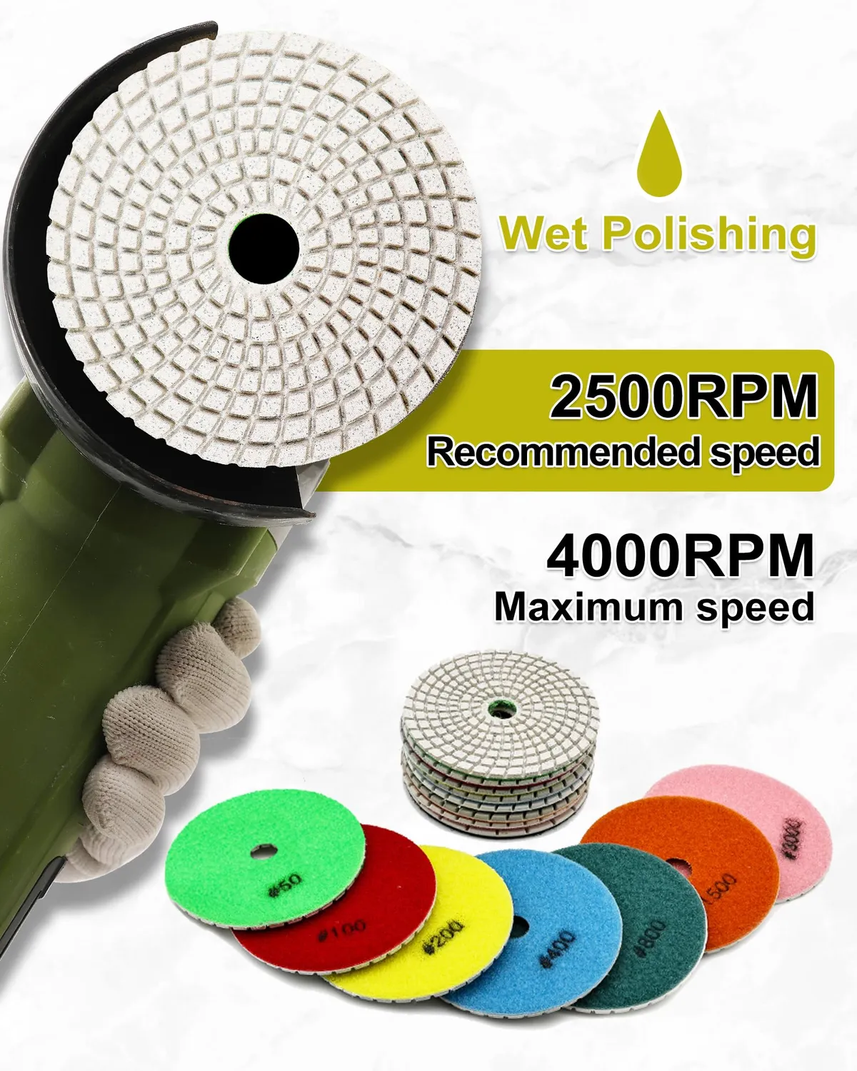 Sanleetek Tamponi Diamantati Lucidatura 100mm Set3 12pz