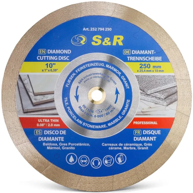 S&R Disco Diamantato 250 mm Sottile per Gres e Ceramica